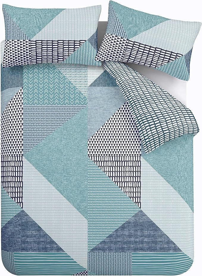 Catherine Lansfield Larsson Geo Reversible Double Duvet Cover Set with Pillowcase