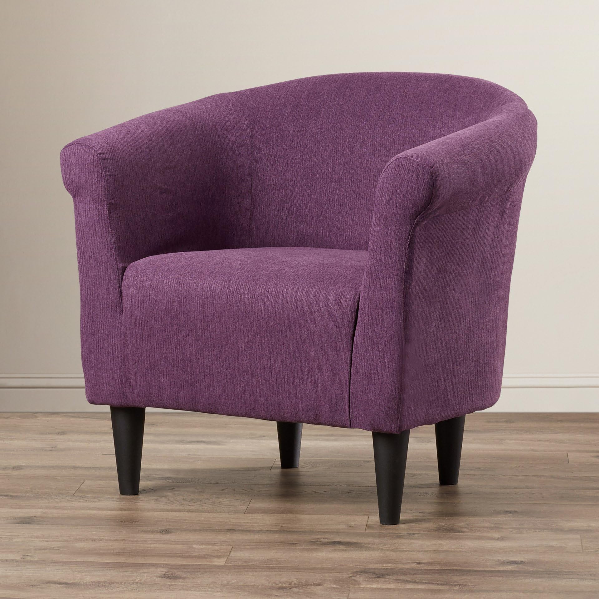 Modern Barrel Chair - Chic Contemporary Accent Furniture - Living Room Bedroom Seat for Home (Eggplant)