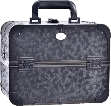 Joligrace - Maletín profesional de maquillaje de 12 pulgadas, grande, color  negro, organizador de viaje y cosméticos, portátil, con cerradura, con 4  bandejas y espejo : Amazon.com.mx: Belleza