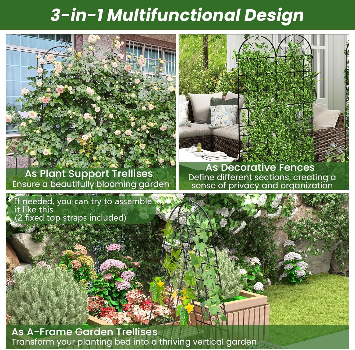 Giantex 2 Pack Trellis for Climbing Plants Outdoor, 7 FT Tall Galvanized Steel Garden Trellis for Patio Lawn Wall Decor, Plant Trellis for Vine Cucumber Tomato Flower Clematis Roses