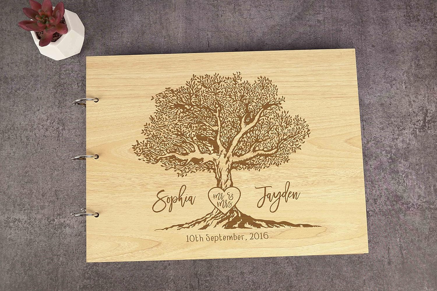 Darling Souvenir Personalized Engraved Laser Cut Wedding Guest Book Wooden Cover Sign-in Book Registry Guestbook Scrapbook-SG