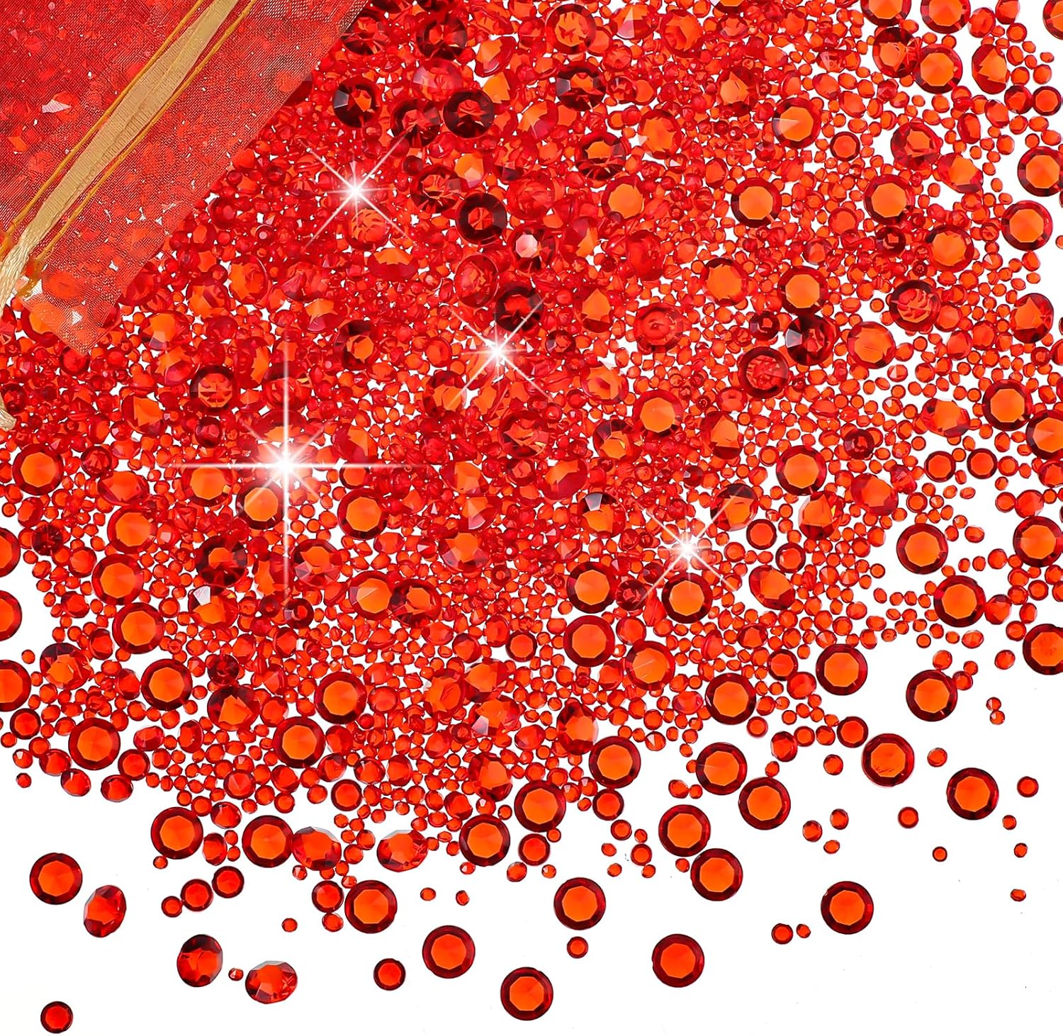 Hicarer 7000 Pieces Diamond Decorations Bling Bling Diamond Vase Filler Acrylic Gem Table Scatter Crystals in Four Sizes Table Decorations for Wedding Birthday Party Bridal Shower(Red)