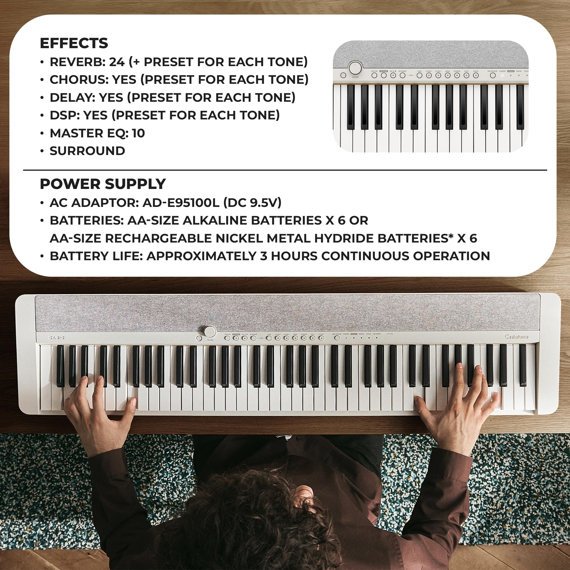 CASIO ct-s1 61鍵盤 casiotone ホワイト Amazon.com: Casio CT-S1 Casiotone 61-Key Portable Keyboard