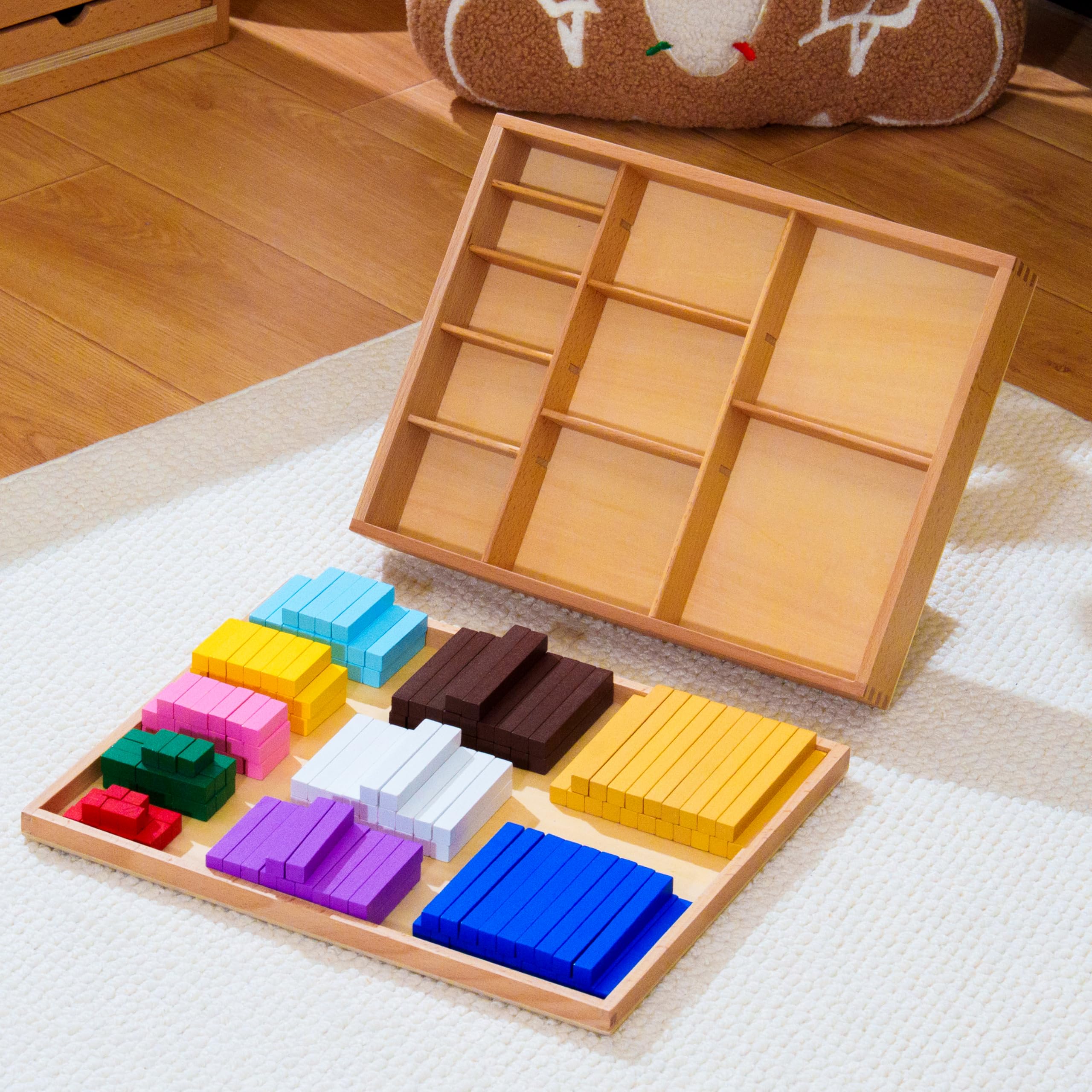 Montessori materiali matematici – Giocattolo educativo in legno per numeri e calcoli, scuola materna e elementare, scuola domestica e aule a partire dai 3 anni (barre di misurazione