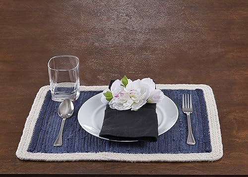 Miniatura 3 de LR Home Bordered Indigo Place Mat, 1'-1" X 1'-7",