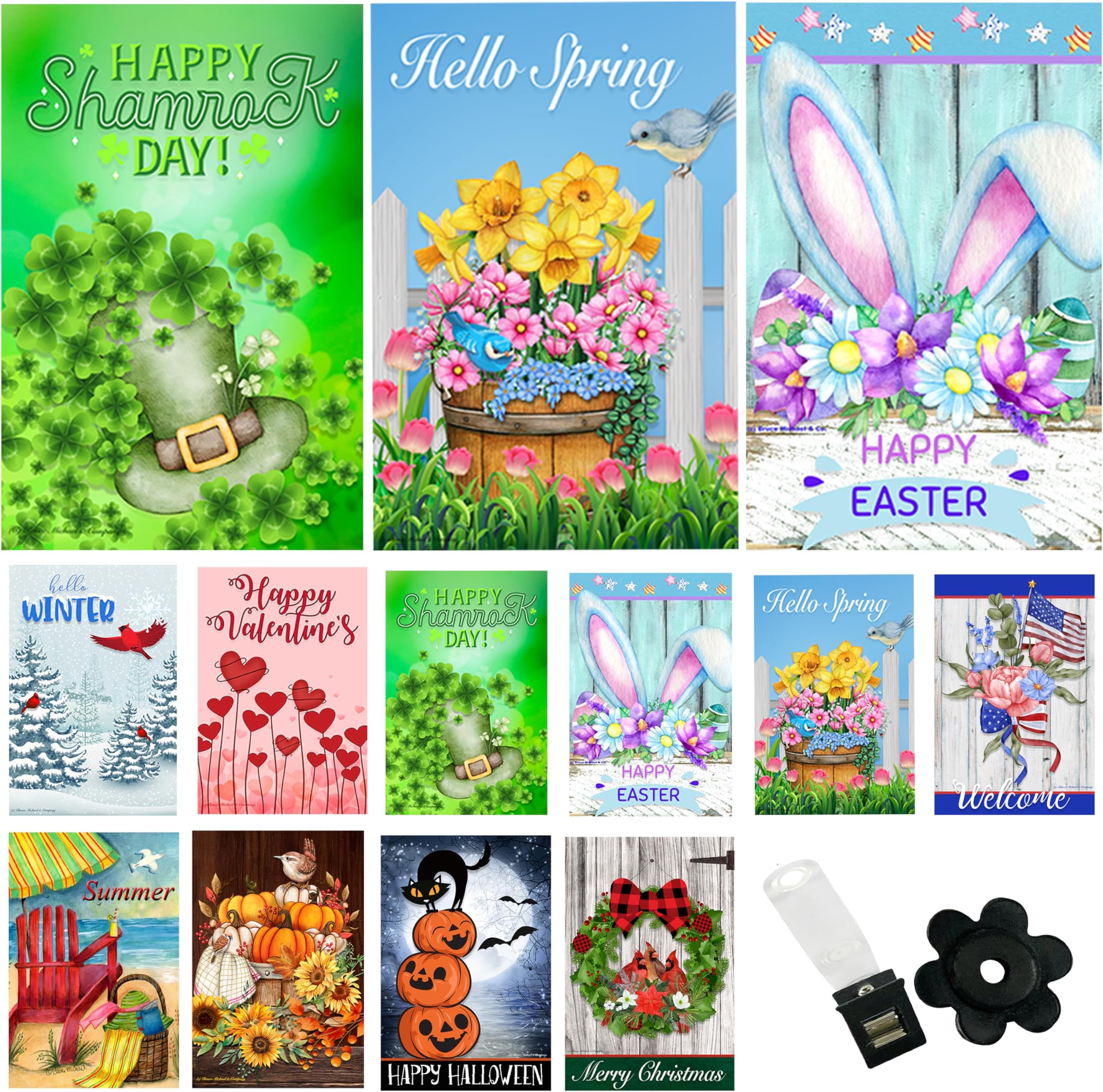 Amazon.com : Seasonal Garden Flags Set of 10 12x18 inch Double Sided ...