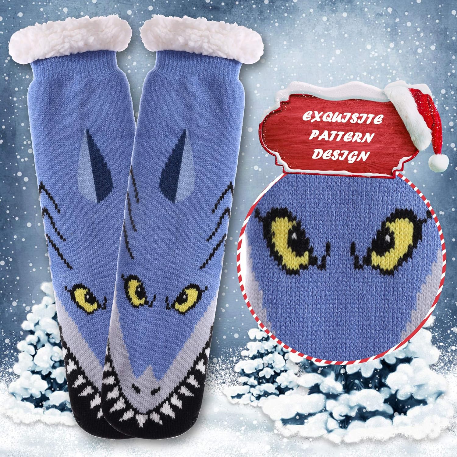 DYW Mens Slipper Socks Animal Fuzzy Non Slip Fluffy Winter Warm Soft Thick Fleece lined Thermal Home Socks - Image 5