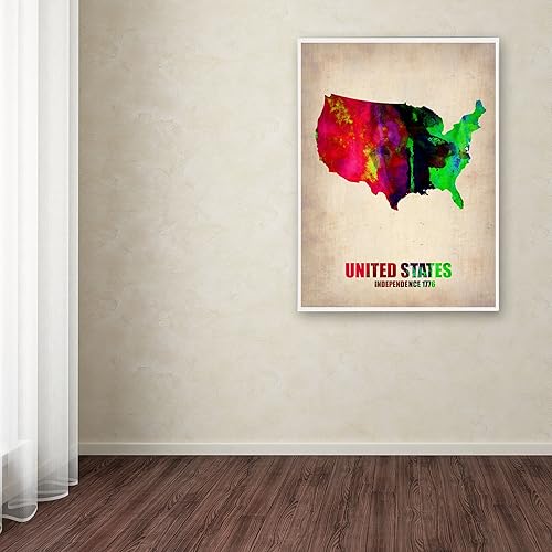 Miniatura 3 de Trademark Fine Art Naxart - Lienzo decorativo para pared, diseño de mapa de acuarela de Estados Unidos, 18 x 24 pulgadas