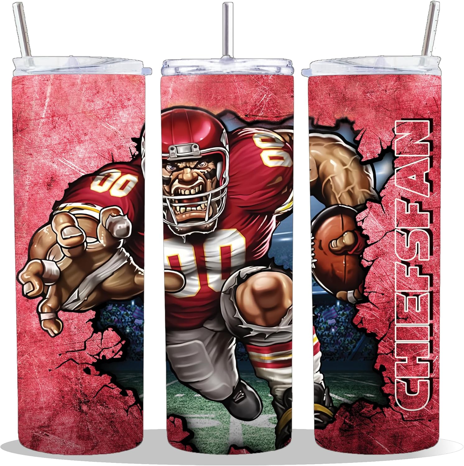 20 oz Insulated Double Wall Stainless Steel Tumbler with Spill Proof Lid and Reusable Straw, Water Bottle Coffee, TeamFan Fan Team Mascot Football Cup Mug Tumbler (Kansas)