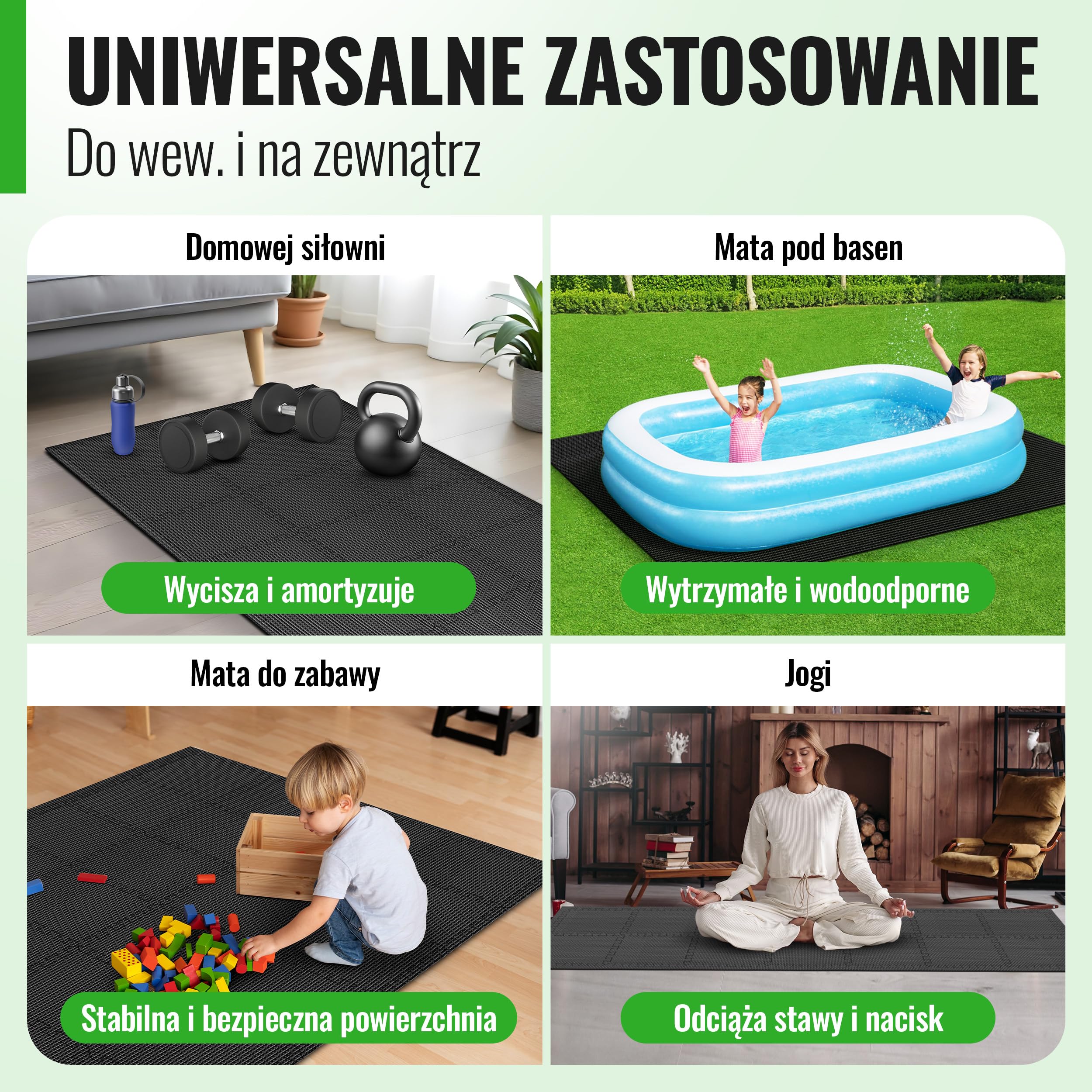 AthleticPro Mata ochronna na podłogę Fitness [60 x 60 cm] – 18 bardzo grubych mat podłogowych [20% większa ochrona] – antypoślizgowe maty ochronne do siłowni i sprzętu fitness