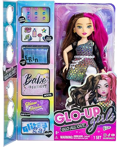 Miniatura 9 de Far Out Toys GLO-UP Girls Season 2 Erin Alternative Girl Fashion Doll, joyería deslumbrante, gemas para el cabello, accesorios, moda, pegatinas