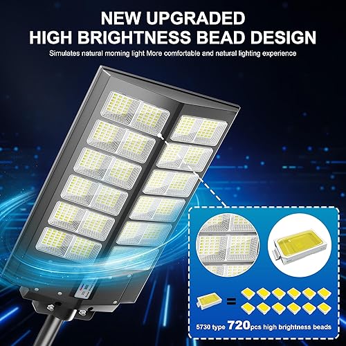 Miniatura 5 de Farolas solares para exteriores, impermeables, del anochecer al amanecer, gran proyector de 9000 W, sensor de movimiento LED, gran angular de 7000