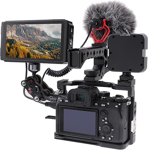 Miniatura 6 de Jaula para cámara Sony A7 IV A7S III DSLR, jaula con mango y liberación rápida 14 pulgadas 38 pulgadas tornillo de expansión de micrófono monitor