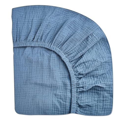 Sábanas de cuna para niños y niñas, sábanas ajustables para cama de bebé y niño pequeño de 28" x 52", ropa de cama de muselina de algodón neutra