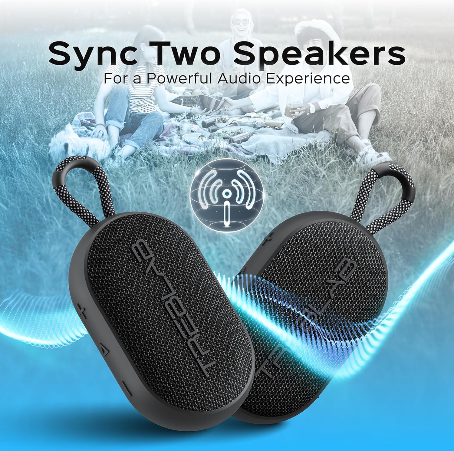 TREBLAB HD-Go - Ultra Portable Hand Held Speaker with Clip, 7W Power with Bass, 16H Playtime, IPX7 Waterproof, Built-in Mic, Compact & Lightweight, USB-C Charging – Small Speaker Bluetooth Wireless - Image 8