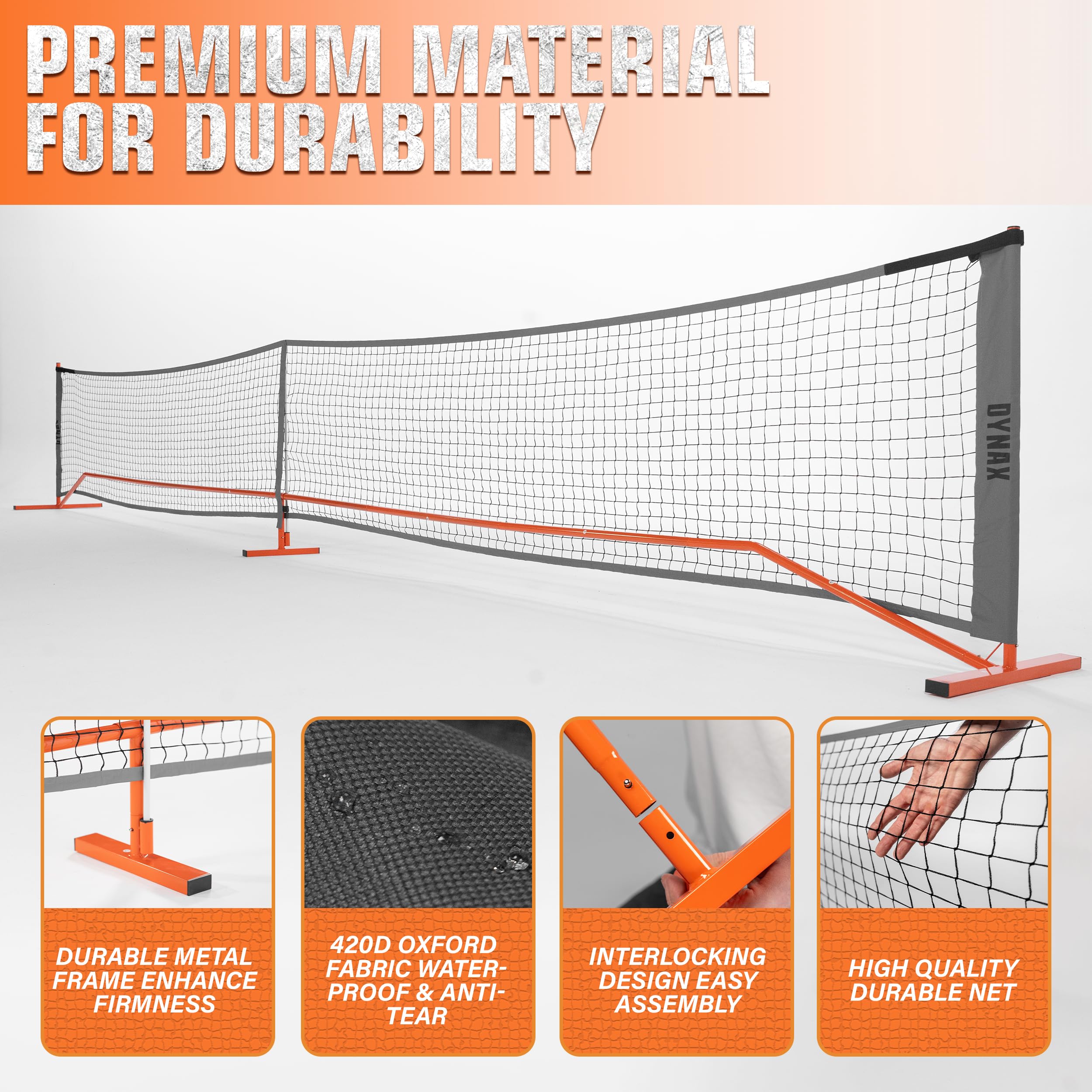 PATIKIL Pickleball Rete Set 22FT Regolamento Dimensioni Portatile Rete Sistemi Con 4 Pickleball 4 Pagaie Borsa Trasporto Per Vialetto Cortile Interno Esterno Nero - Foto 9