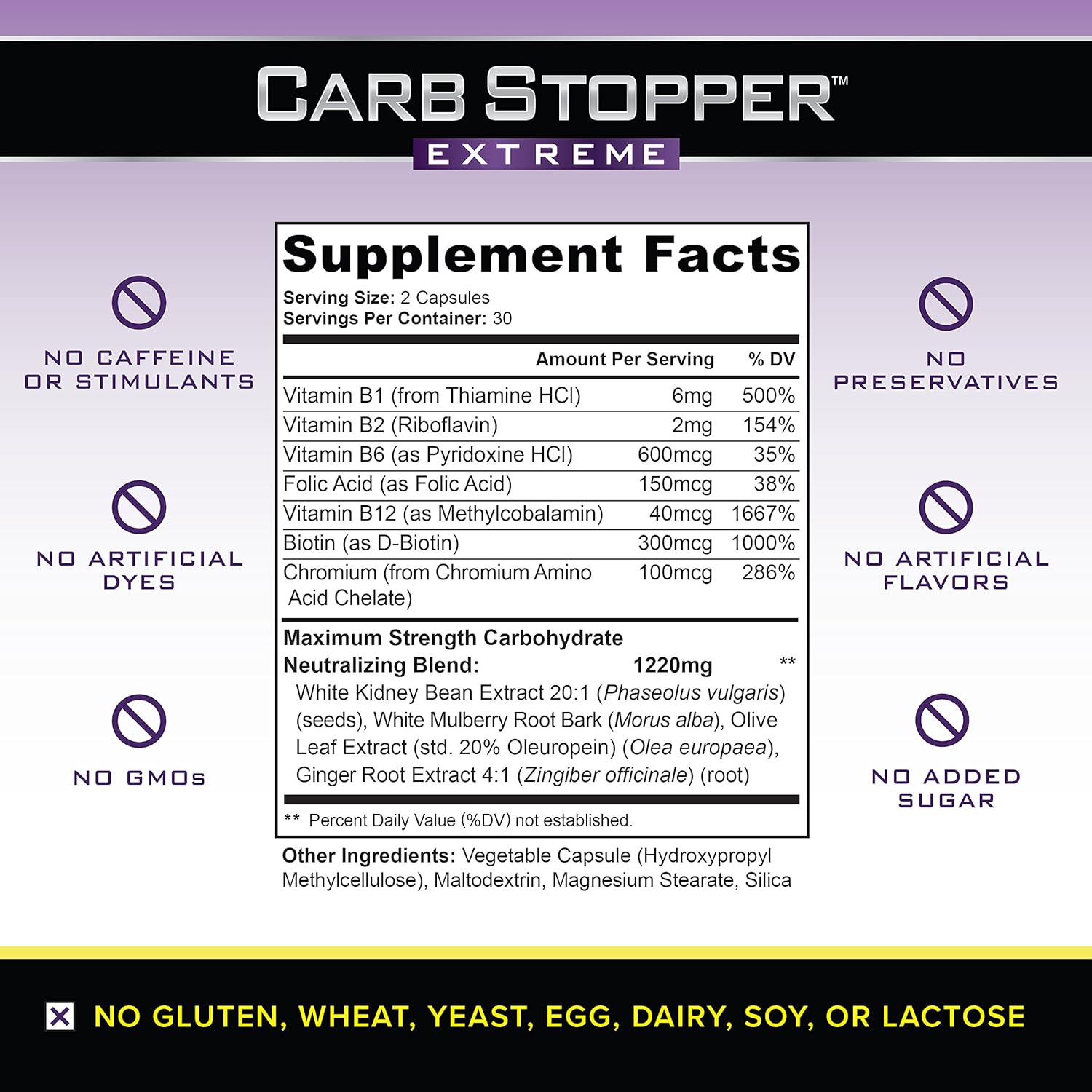 Carb Stopper Extreme: Maximum Strength, Natural Carbohydrate and Starch Neutralizer | Keto Diet Cheat Supplement to Intercept Carbs with White Kidney Bean Extract, 60 Caps : Health & Household