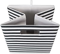 Vista 4 de DII Cubo de almacenamiento plegable de poliéster, a rayas, negro, grande