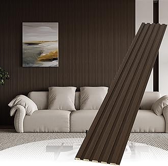 Slat Wall Paneling,8-Pack 3D WPC Wood Wall Panels,Acoustic Wall Panels for Interior Wall Decor,Living Room,Bedroom,Black Brown,95 x 6 in