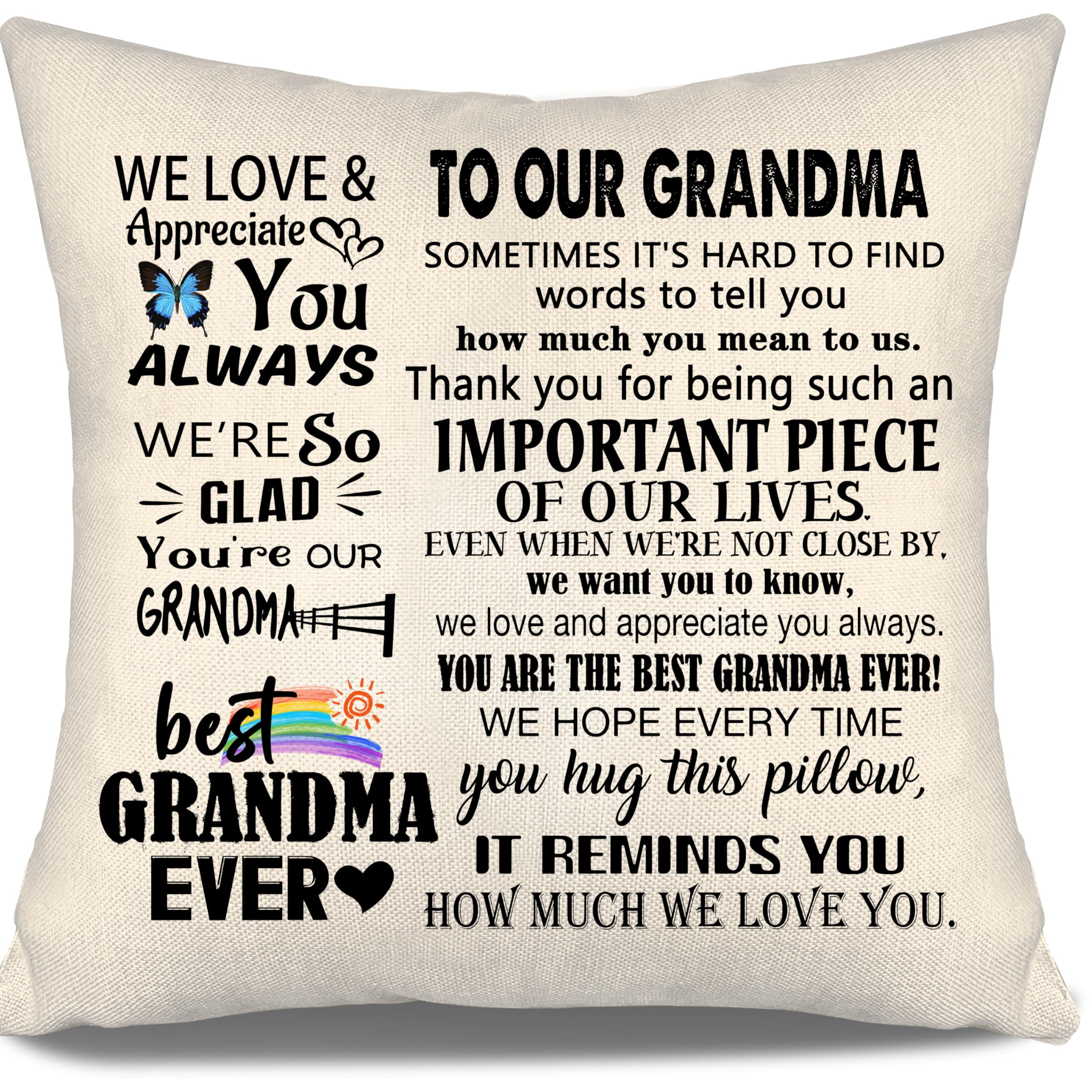Aosumin To Our Grandma Cushion Covers We Love And Appreciate You Always Gift for Grandmother from Grandkids Grandchildren Granny Birthday Gift Grandmother's Day (our grandma)