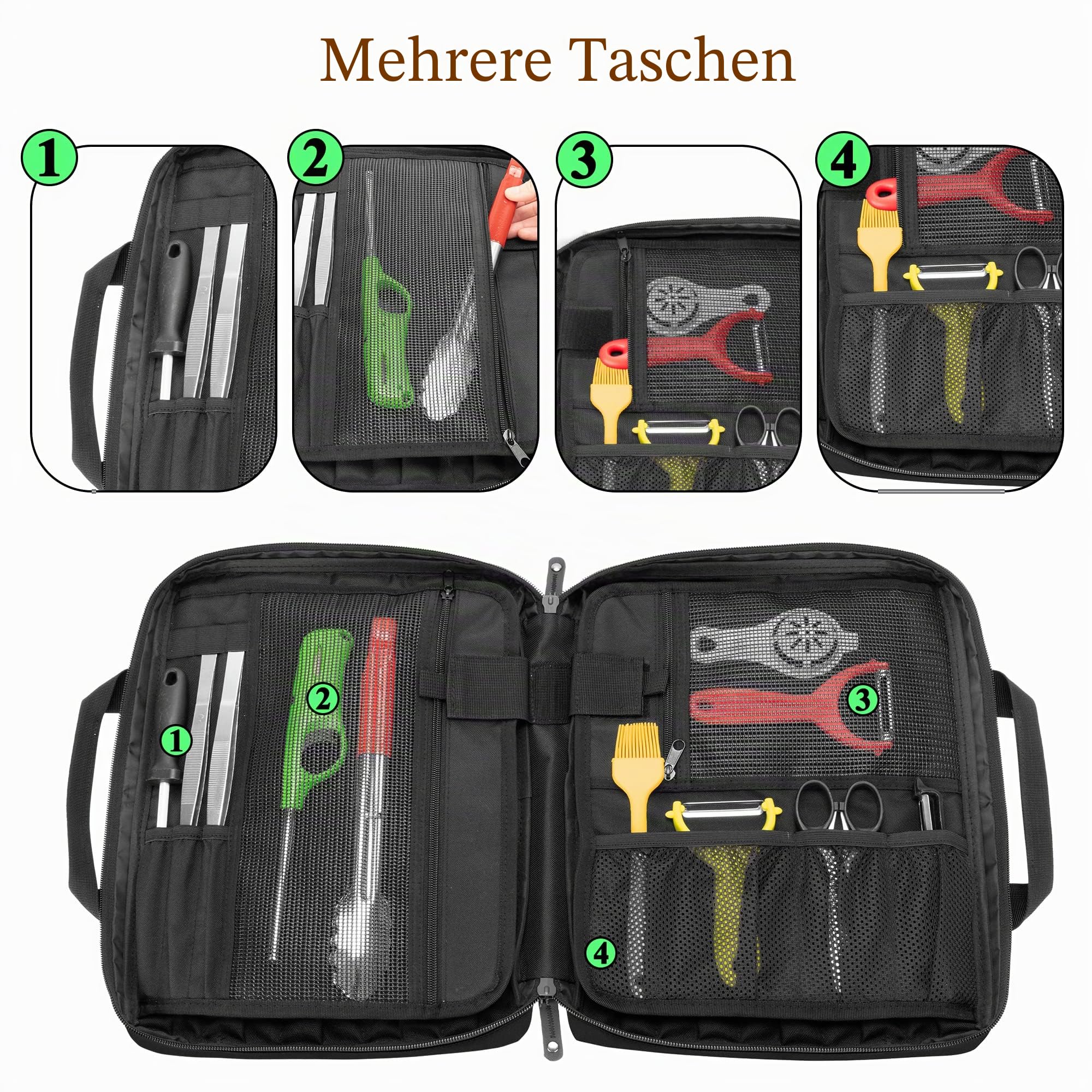 samdew Reise Koch Messer Tasche, Lockhole, Koch Tashe für Messe Utensilien | Professioneller Messer Aufbewahrungs Tasch für Köche mit 20 Slots & Lockhole