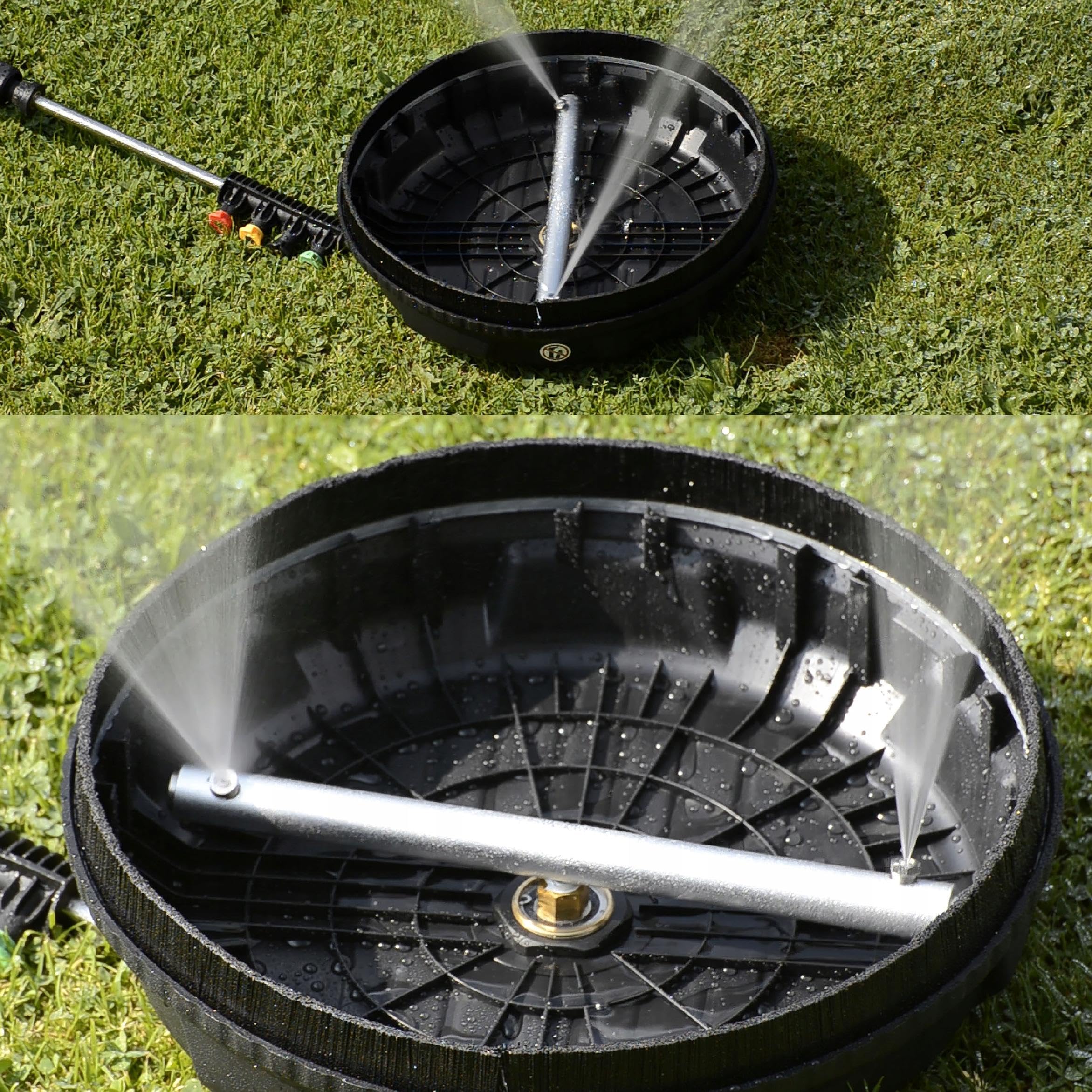 Rosfix Kit T-Racer 15" + Lanza 70 cm 30° + Adaptador – Pieza de repuesto para hidrolimpiadora Karcher K2-K7 | Acoplamiento rápido de 1/4" | Limpieza de terrazas y pavimentos | Cepillo giratorio