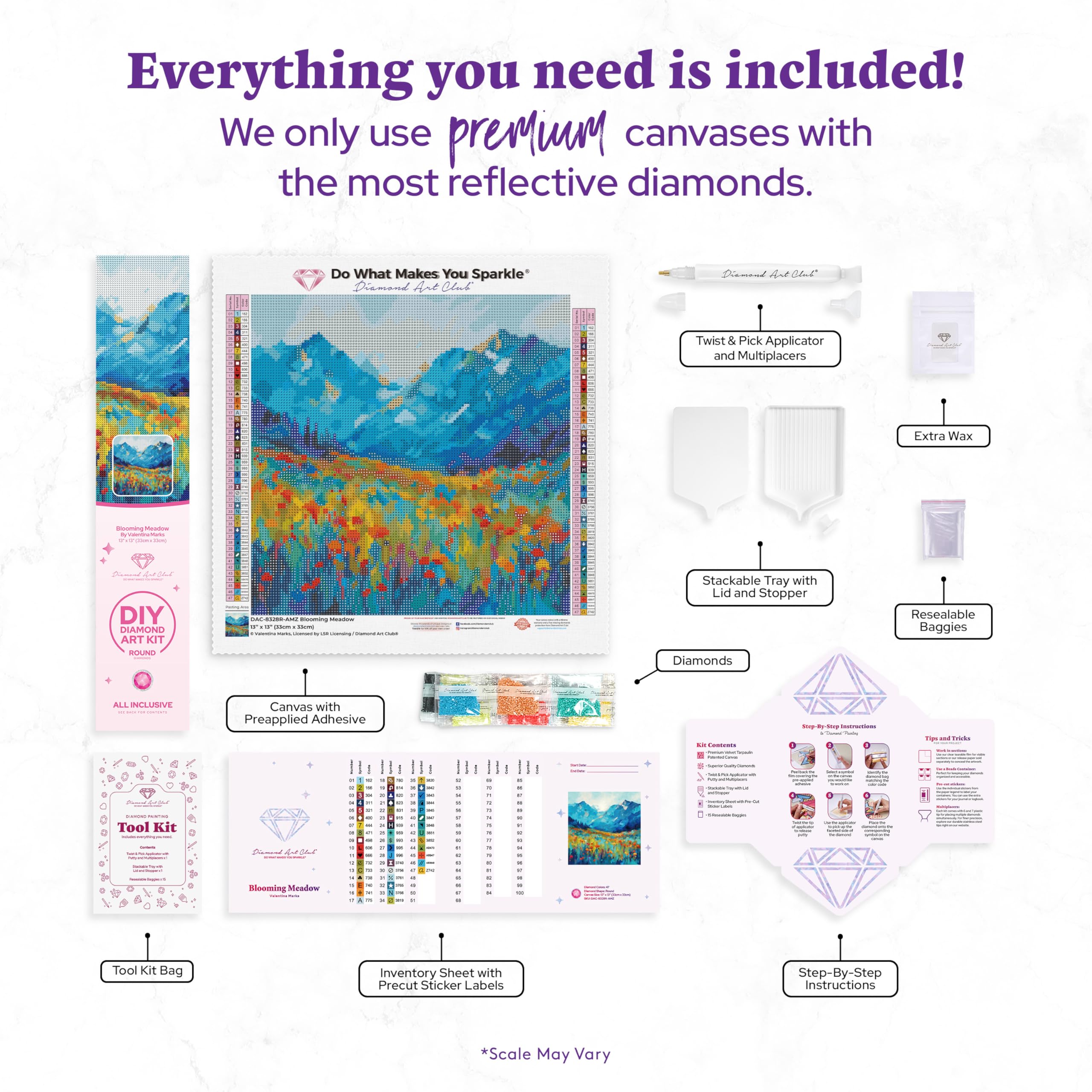 DIAMOND ART CLUB Blooming Meadow Diamond Painting Kit, Fun DIY