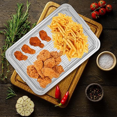 Miniatura 6 de OPENICE - Cesta para freidora de aire para horno, juego de cesta y bandeja para freidora de aire de 18.6 x 12.8 pulgadas, bandeja extragrande de