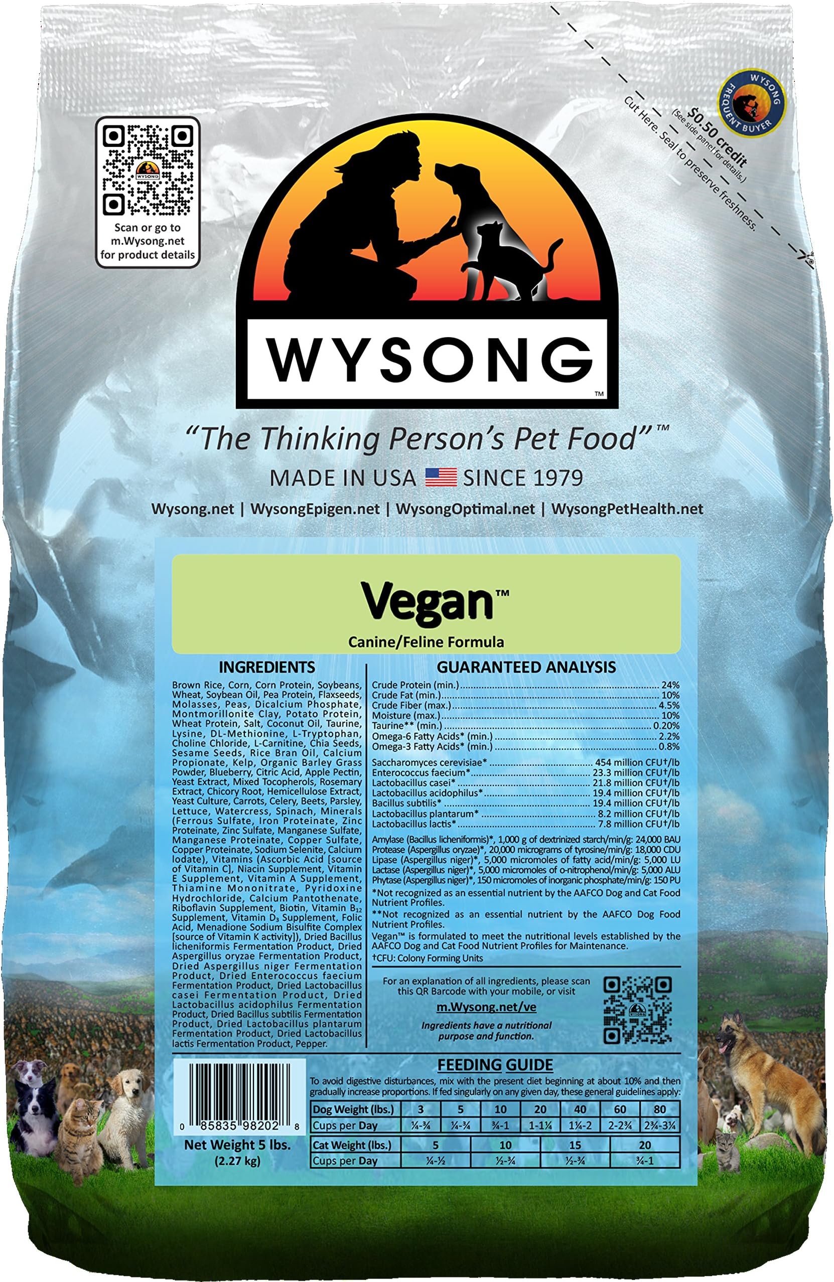 Wysong Vegan Feline/Canine Formula Dry Dog/Cat Food - 5 Pound Bag