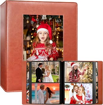 Photo Album 5x7 Holds 272 Pictures Leather Cover 5 x 7 Album Extra Large Capacity Picture Book Acid Free Inner Pages Book for Wedding Family Boys Girls Art Work Photos Brown