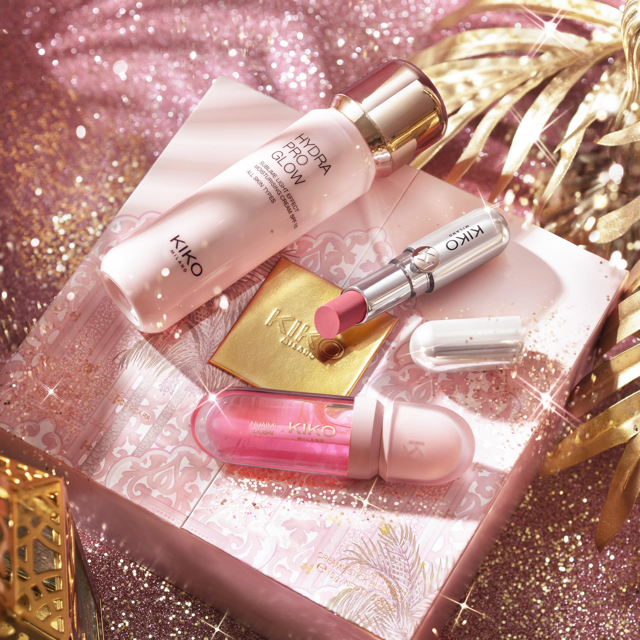 KIKO Milano Threads Of Time Hydra Glow Skincare Kit: Crème Visage, Huile, Baume Lèvres