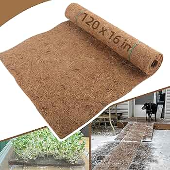 Potting Mat SUNYAY 16x80 Inch Natural Coco Liner Roll Coconut Coir Liner Sheets Coco Mat For Planter Window Box Flower Basket Garden Decoration Animal Pet Pad Window Box Liners