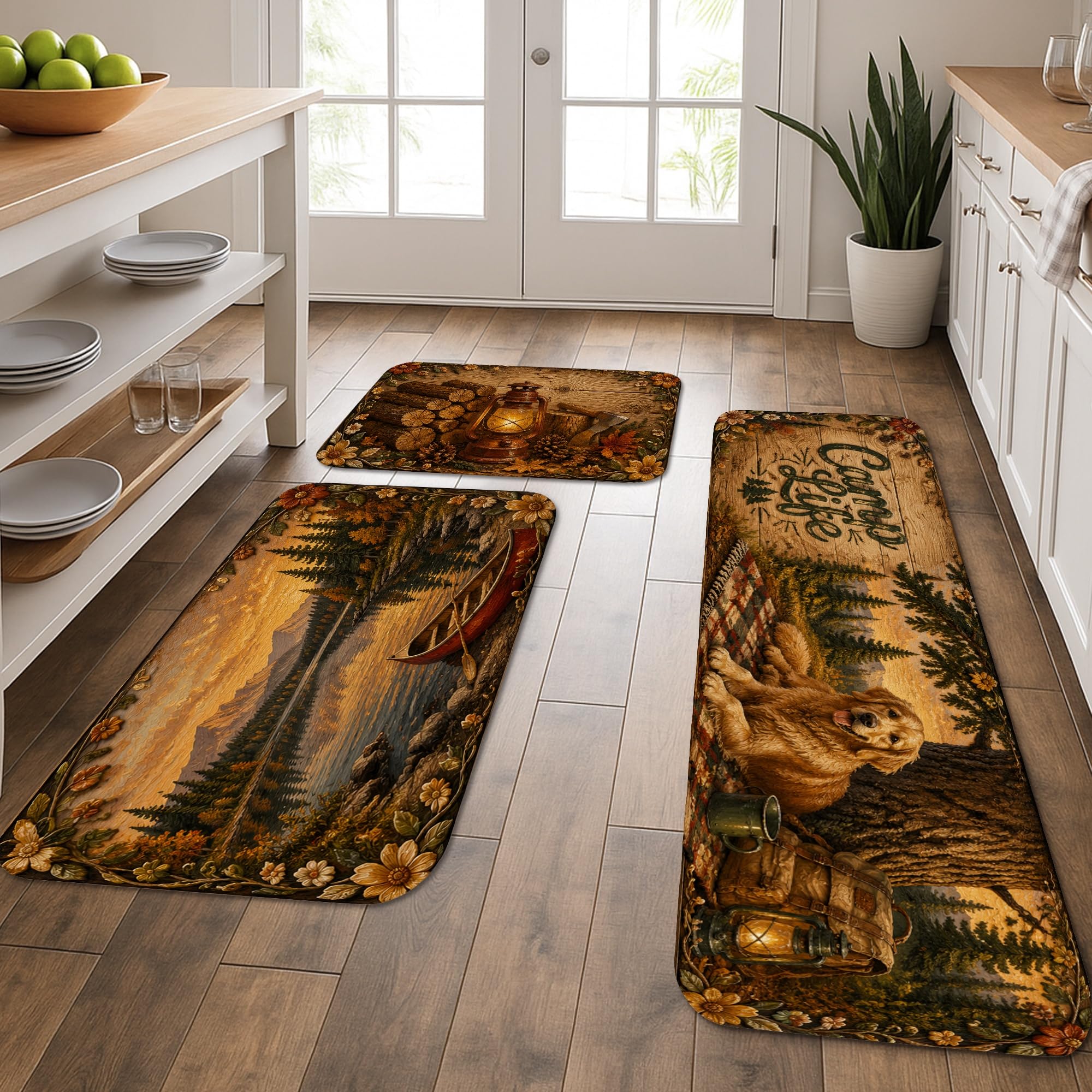Tapis de cuisine anti fatigue doux lot de 3 tapis lavables pour soulager vos pieds devant l'évier