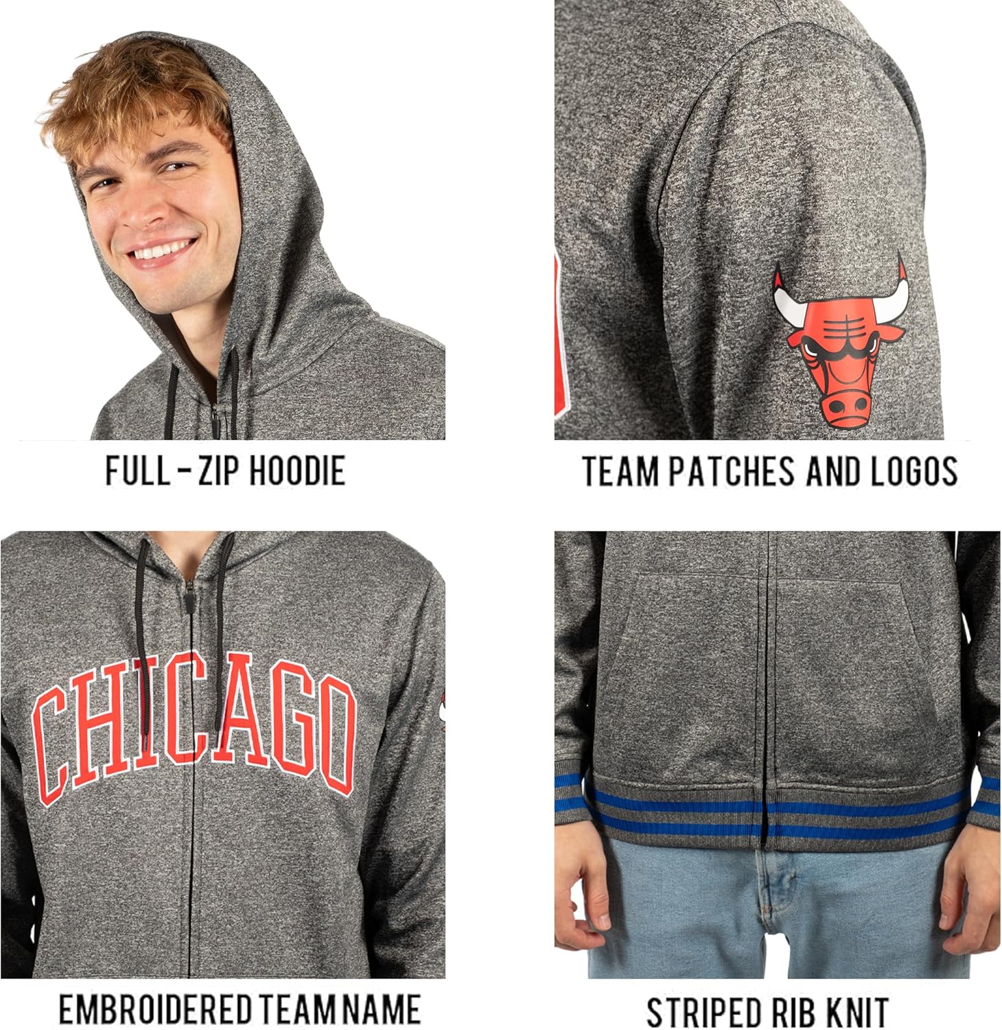 Ultra Game Men's NBA Official Super Soft Driver Full Zip Hoodie Jacket Sweatshirt - Image 4