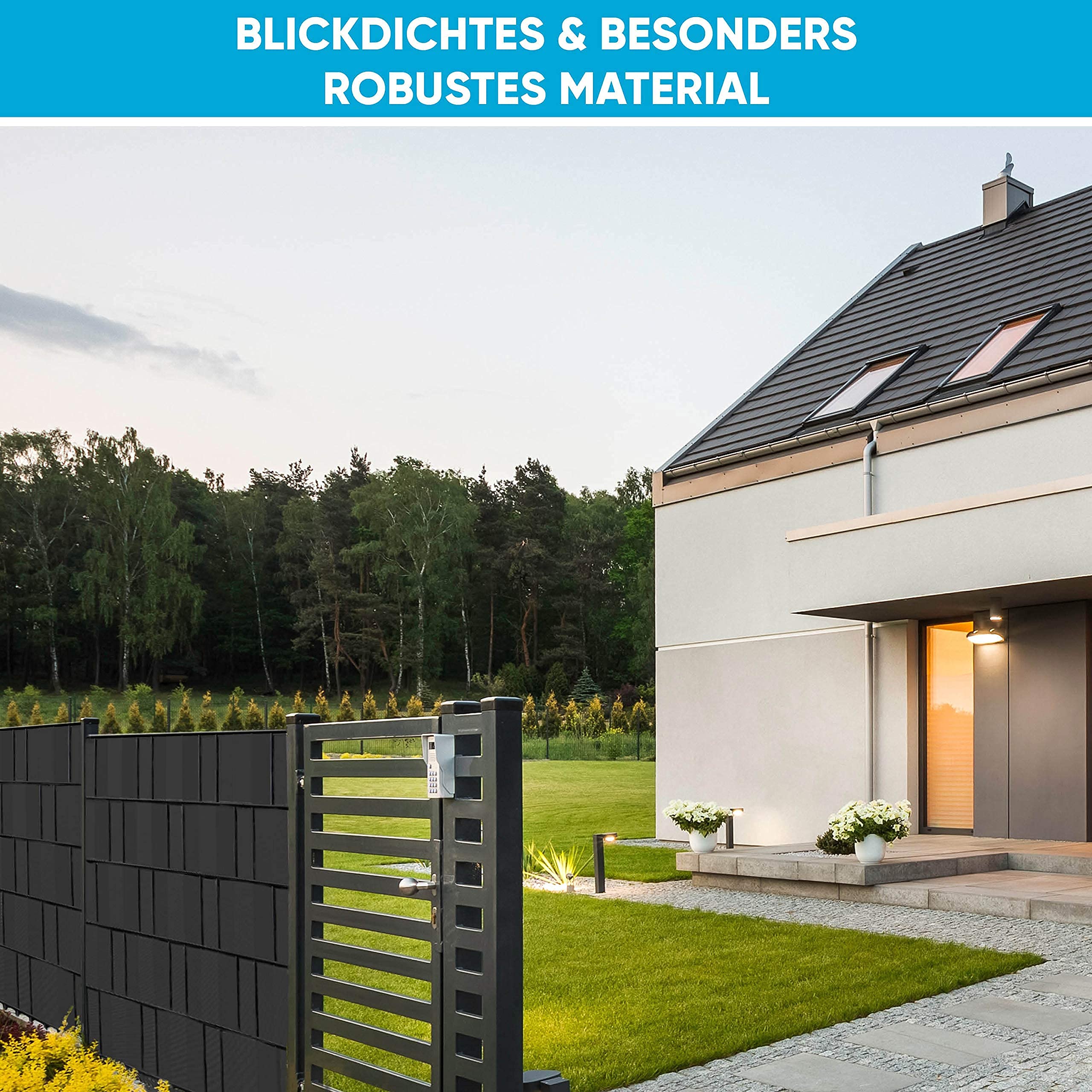 Zaun Sichtschutzstreifen für Doppelstabmatten - 35m 35Clips 700g Premium Doppelstabmattenzaun Sichtschutz für den Garten. Sichtschutz und Windschutz, Besonders Langlebig, Anthrazit (Anthrazit)