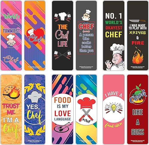 Creanoso Marcadores con texto en inglés "I am a Chef (2 juegos x 6 tarjetas)  Gran juego de tarjetas de recuerdos de fiesta  Juego de incentivos