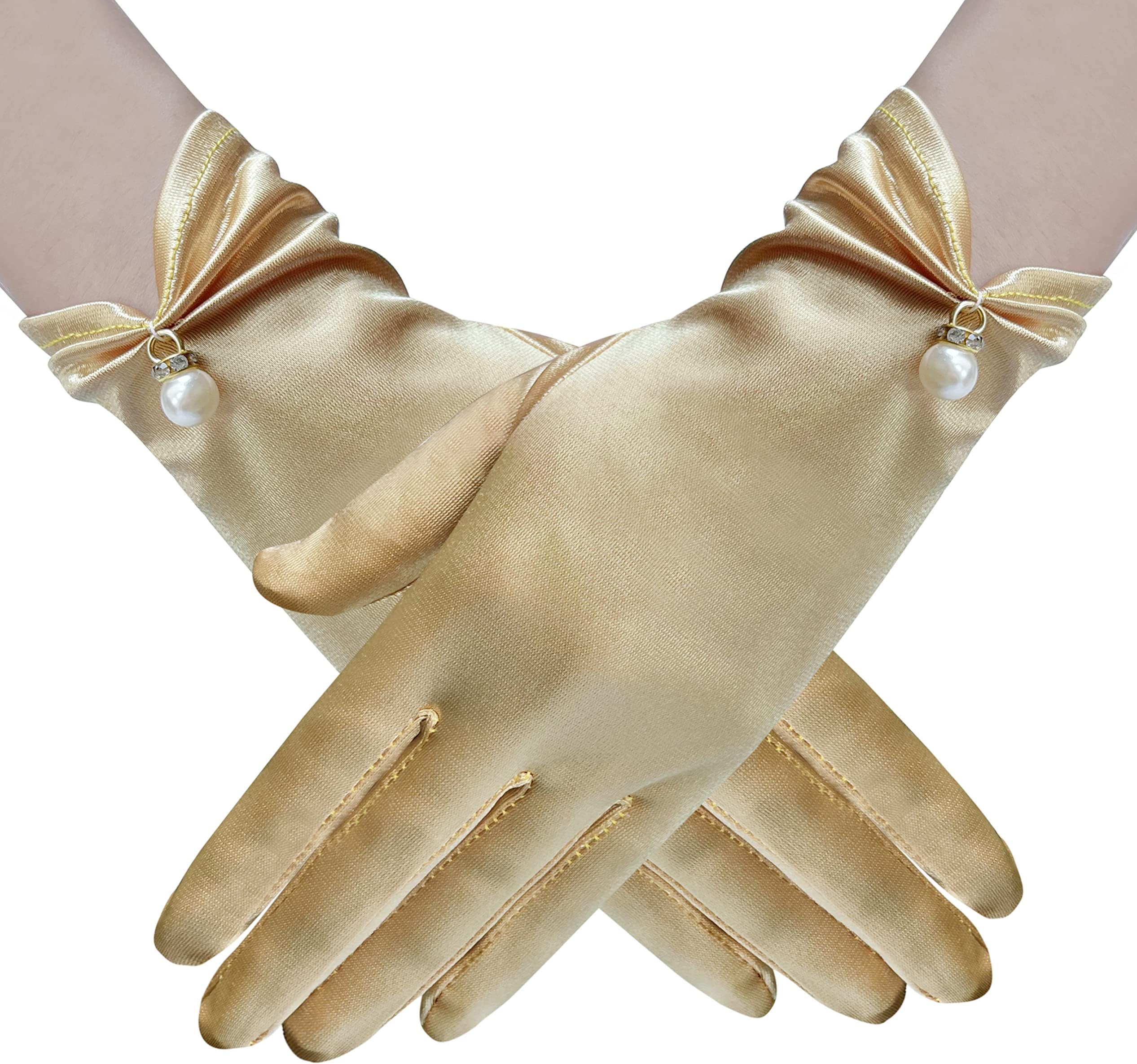 Floral Lace Gloves for Bridal Elegant Short Wrist Opera Gloves