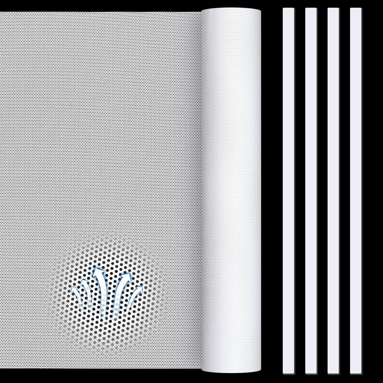 Woanger 2 Pcs 1000 x 300 mm DIY PC Case Dust Filter 0.5 mm High Airflow Hole PC Fan Mesh Filter Air Vent Covers PVC Dustproof Cover with 8 Magnetic Strip for Computer Chassis Speaker and More, White