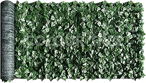 ColourTree 6' x 18' Artificial Hedges Faux Ivy Leaves Fence Privacy Screen Cover Panels  Decorative Trellis - Mesh Backing - 3 Years Warranty