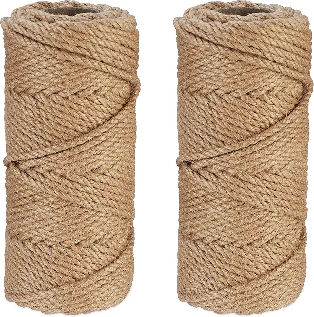 Relaxdays Jute String 5mm, 2 Rolls Eco-Friendly Rope for Crafts and Gardening