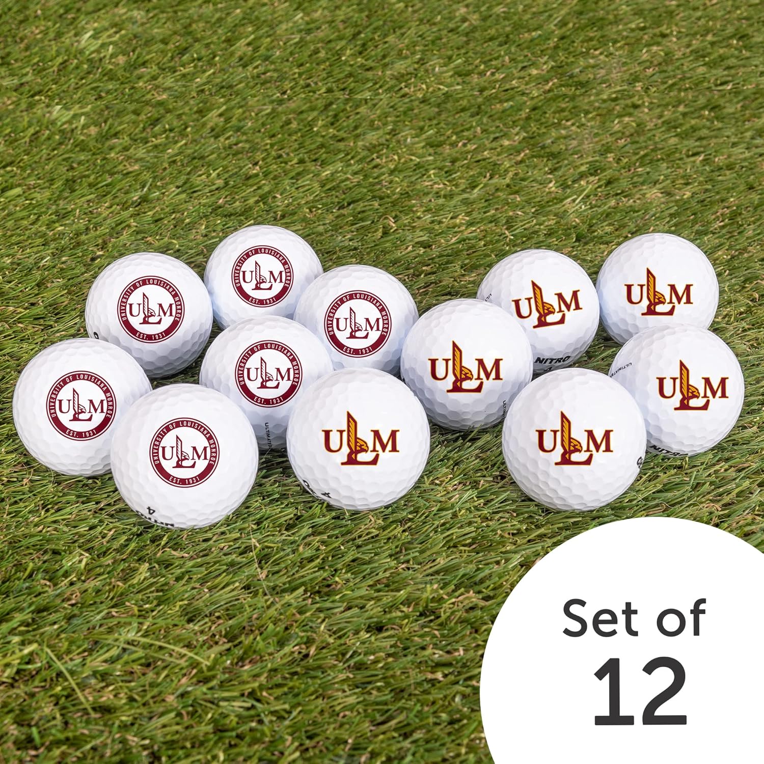 Desert Cactus University of Louisiana Monroe Golf Balls 12 Pack – ULM Warhawks Full Color Dozen – Officially Licensed Sport Team Accessory