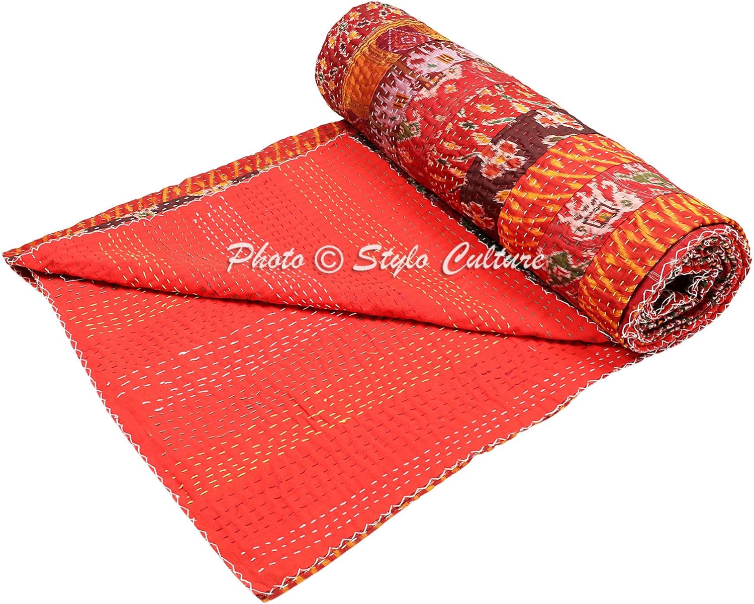 Stylo Culture Indian Kantha Quilt Queen Size Kantha Blanket