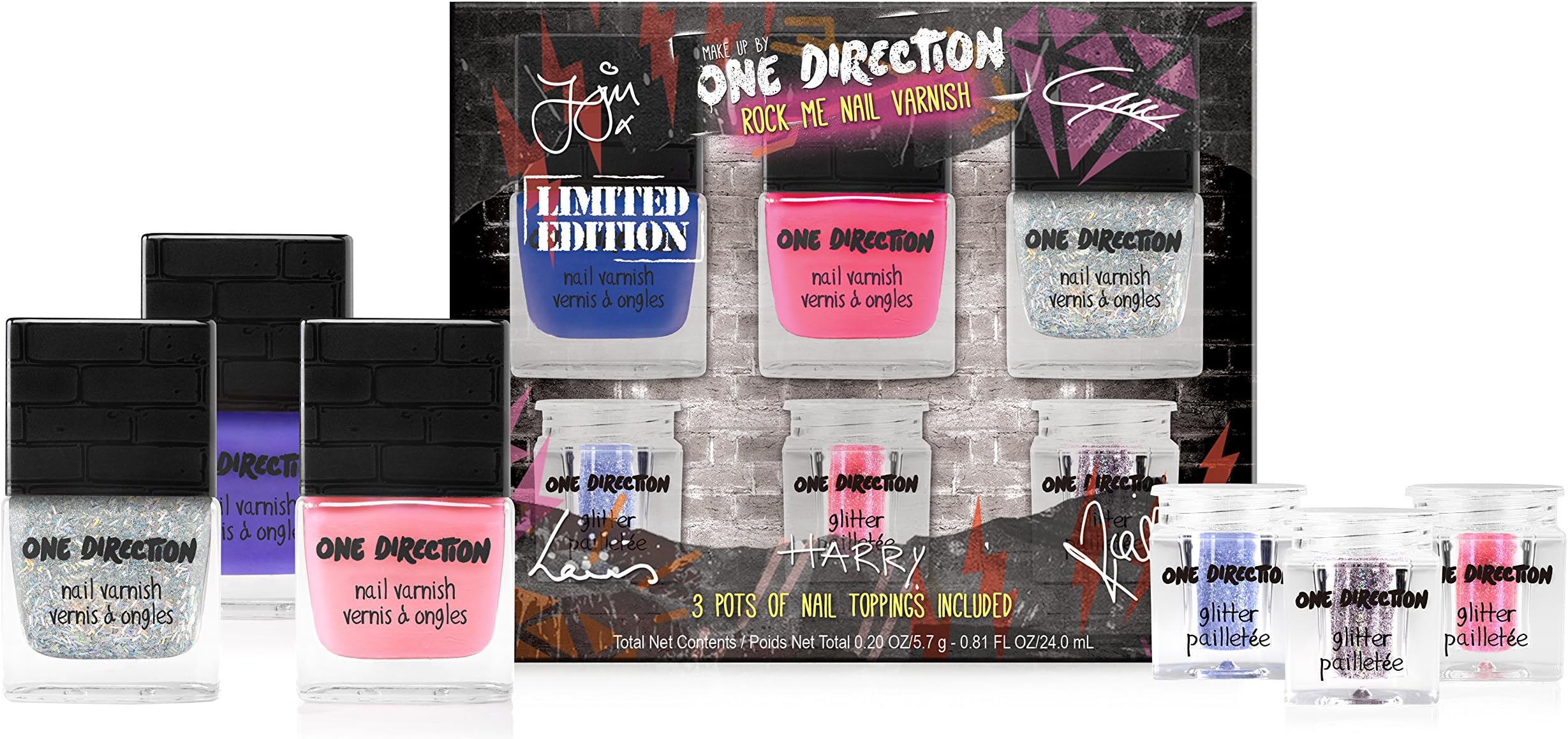Make Up by One Direction Rock Me Nail with Varnish Nail Toppings, Multi, 6 Count
