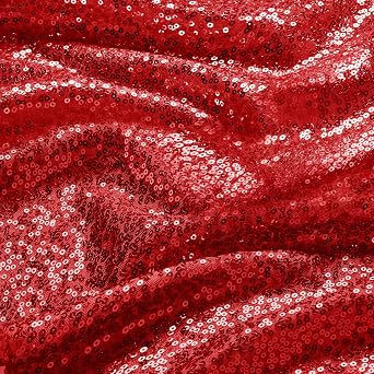 1 Yard Red Sequin Fabric,48 Inch Width by The Yard,Sparkly Glitter Material for Xmas Decor Tablecloths Wedding Decor and DIY Sewing Projects