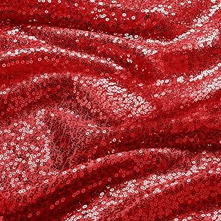 YPDY 5 Yards Red Sequin Fabric,48 Inch Width by The Yard,Sparkly Glitter Material for Xmas Decor Tablecloths Wedding Decor and DIY Sewing Projects