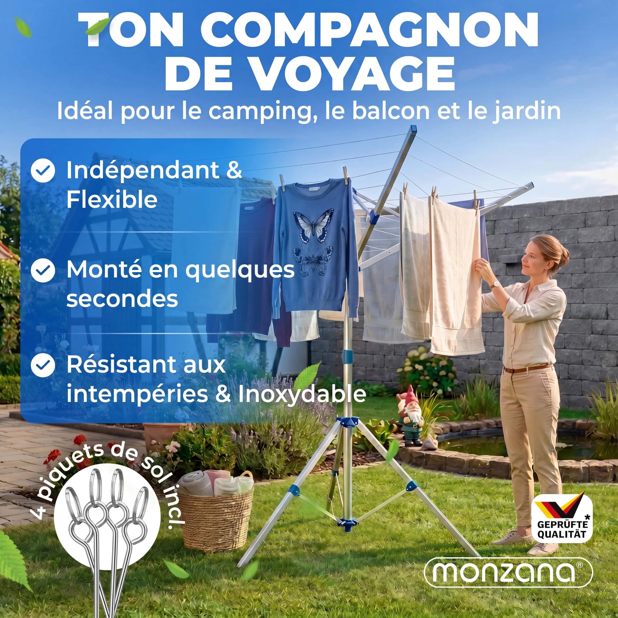 Monzana Sechoir A Linge Pliable Type Parapluie 14 M
