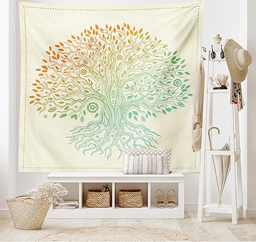 Miniatura 2 de Ambesonne Tapiz de árbol de la vida, mandala cultural tribal con patrón de árbol de la vida, colgante de pared ancho para dormitorio, sala de estar,