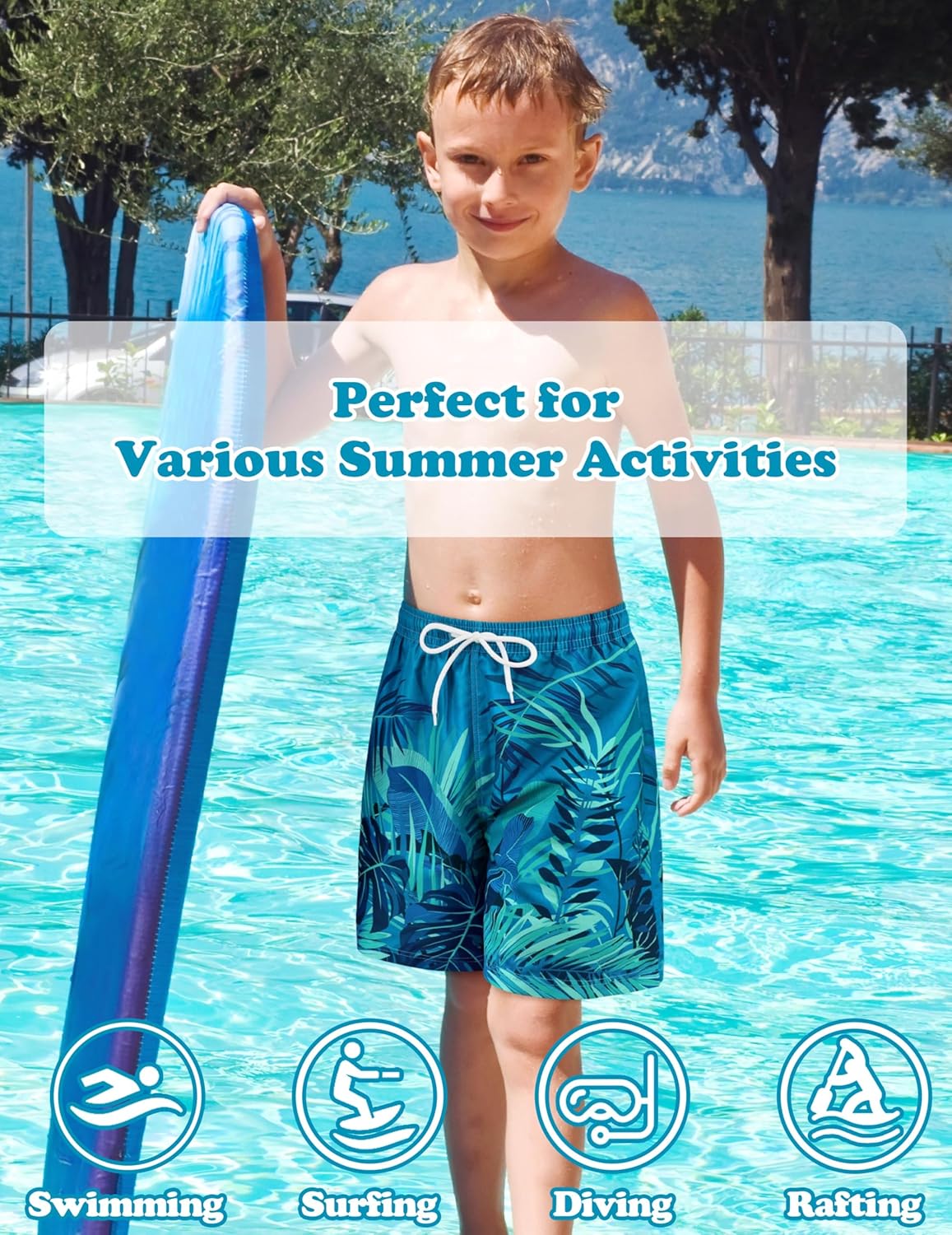 Sarfel Boys Swim Trunks with Compression Liner Kids Bathing Suits Boys Board Shorts Quick Dry Teen Swim Trunks Boy Swimsuit - Image 3