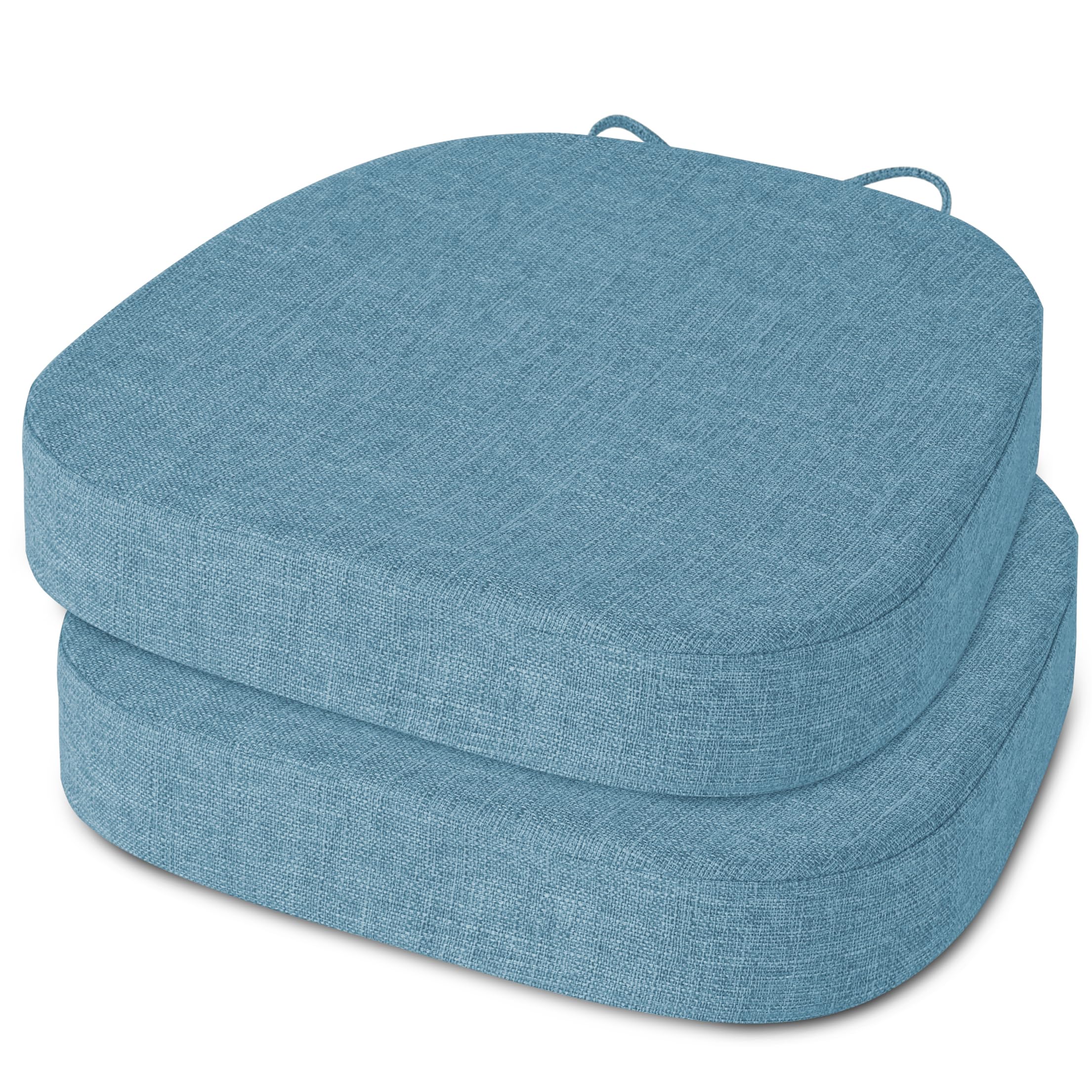 FlyGulls 6.5cm Thick Metal Chair Cushions 2 Pack Light Blue 35.5x35.5cm