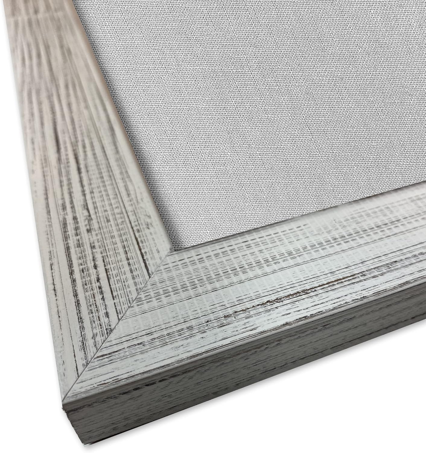 Savanna Barnwood Framed Gray Fabric Bulletin Board Handcrafted (18x24, White Frame | Gray Fabric)